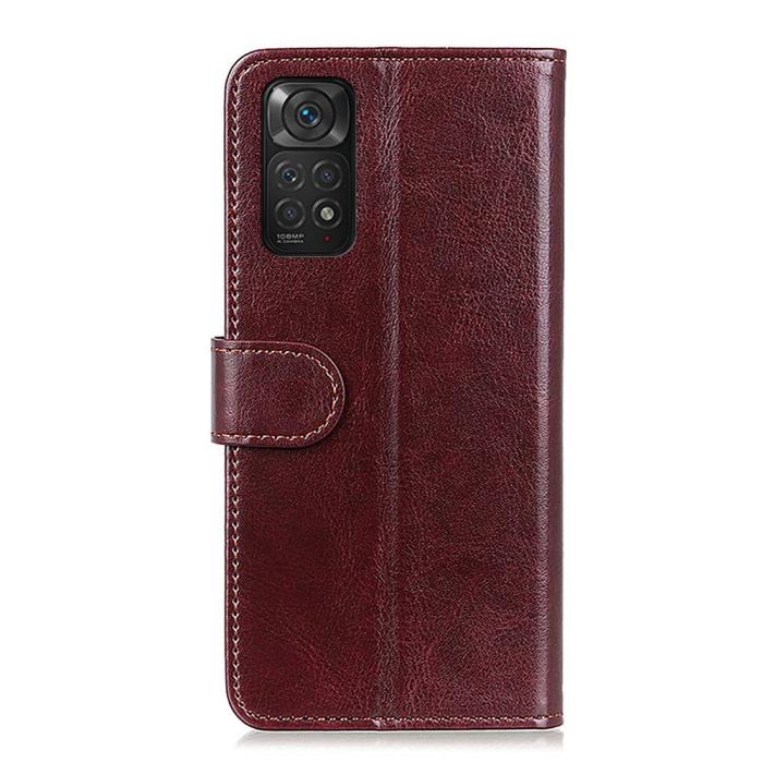 Bild 3, Xiaomi Redmi Note 11 4G Fodral Crazy Horse Läder Brun
