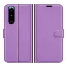 Sony Xperia 5 III Fodral Litchi Läder Lila