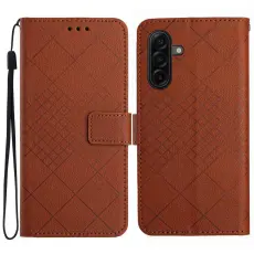 Samsung Galaxy A57 5G Fodral L&auml;der Rhombus Brun