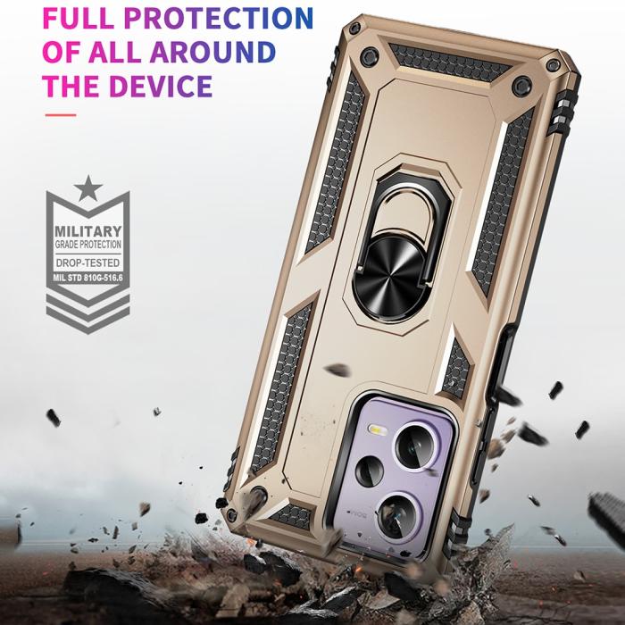 Bild 3, Xiaomi Redmi Note 12 Pro 5G Skal Ring Armor Hybrid Guld