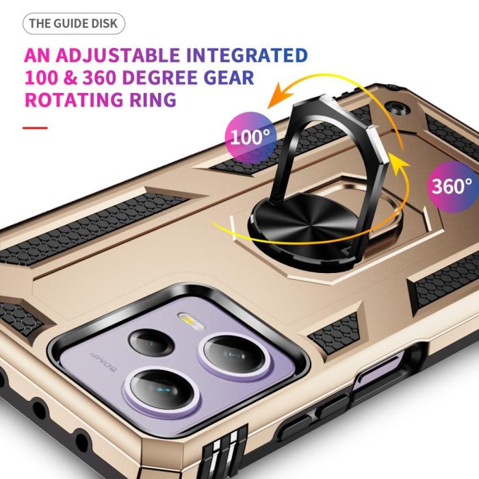 Bild 4, Xiaomi Redmi Note 12 Pro 5G Skal Ring Armor Hybrid Guld