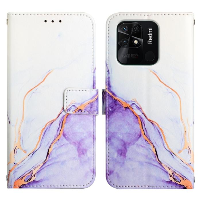 Bild 2, Xiaomi Redmi 10C Fodral Marmor Vit/Lila