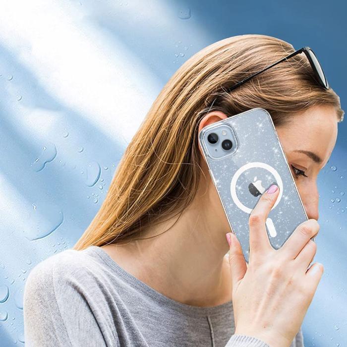 Bild 6, Tech-Protect iPhone 15 Pro Skal MagSafe FlexAir Hybrid Glitter
