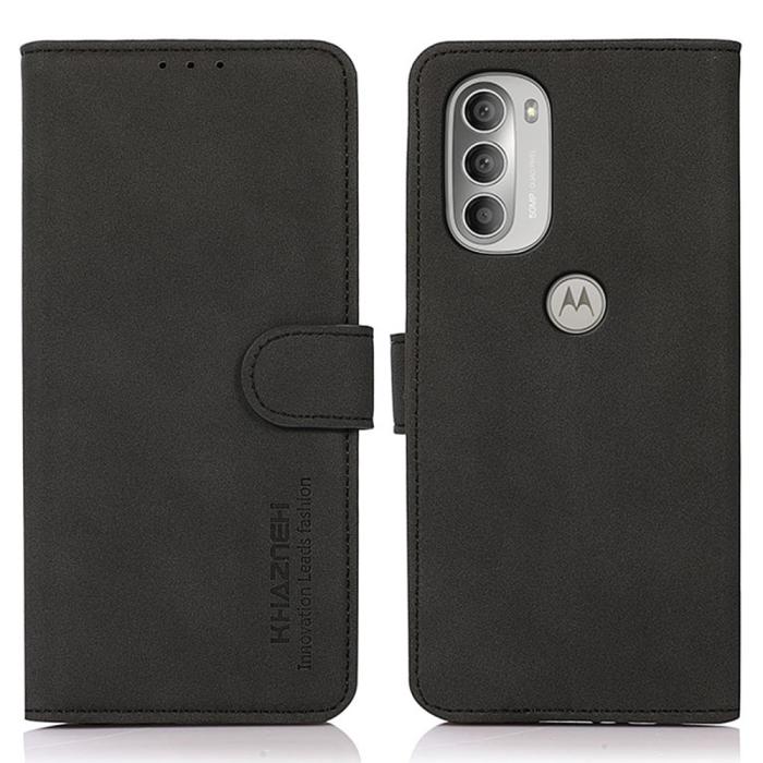 Bild 1, KHAZNEH Motorola Moto G51 Fodral Retro Läder Svart