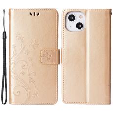 iPhone 15 Plus Fodral Med Blommigt Tryck Guld