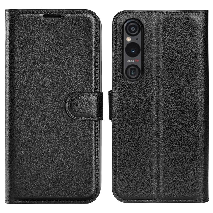 Bild 1, Sony Xperia 1 VI Fodral Litchi Läder Svart