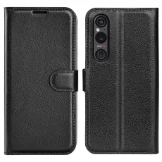 Sony Xperia 1 VI Fodral Litchi Läder Svart
