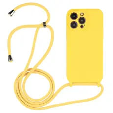 iPhone 15 Pro Max Skal Silikon Med Sn&ouml;re Gul