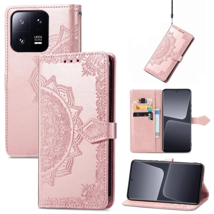Bild 1, Xiaomi 13 Pro 5G Fodral Mandala Läder Roséguld