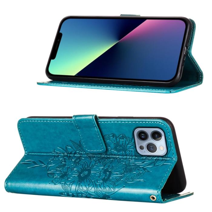 Bild 4, iPhone 15 Pro Fodral Med Fjäril Tryck Blå