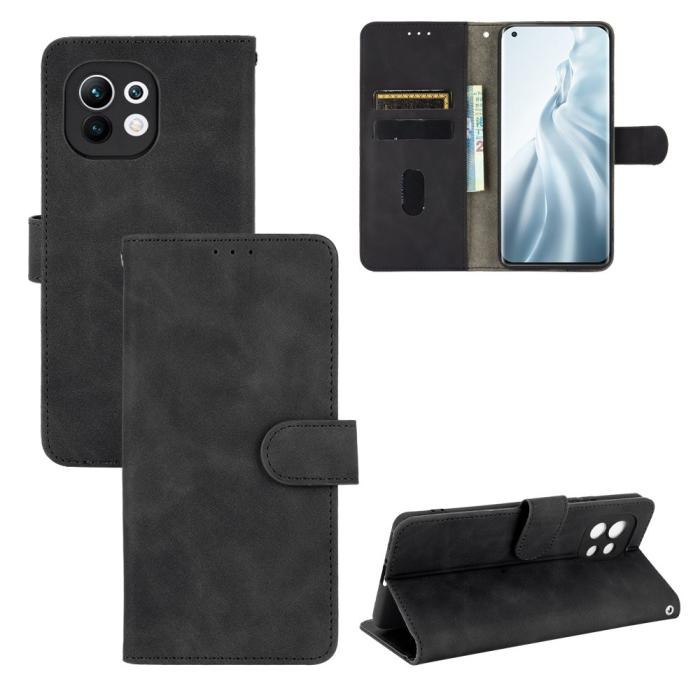 Bild 1, Xiaomi Mi 11 - Silkeslent Läder Fodral - Svart
