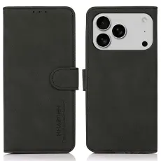 KHAZNEH iPhone 17 Pro Fodral L&auml;der Svart