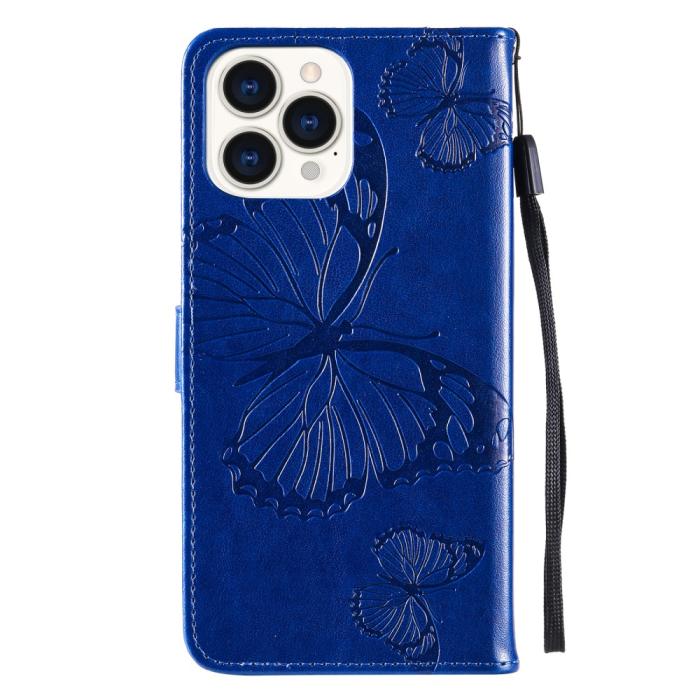 Bild 3, iPhone 13 Pro - Fodral Med Butterfly Tryck - Blå
