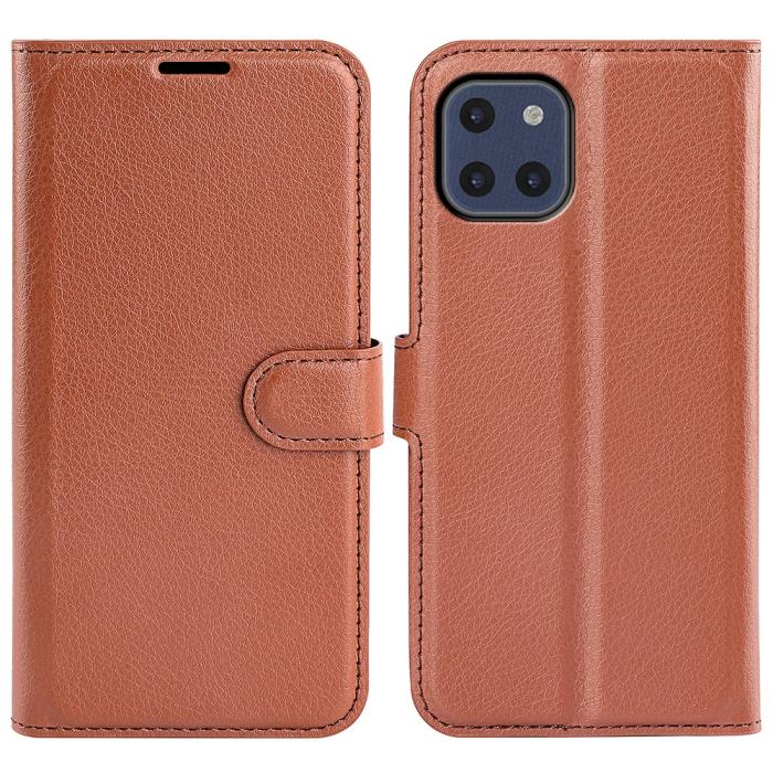 Bild 1, Samsung Galaxy A03 Fodral Litchi Läder Brun
