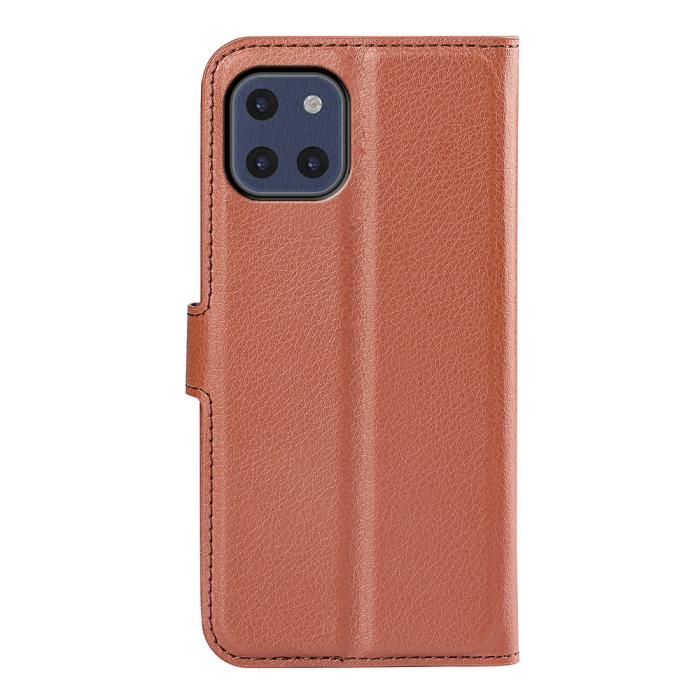 Bild 3, Samsung Galaxy A03 Fodral Litchi Läder Brun