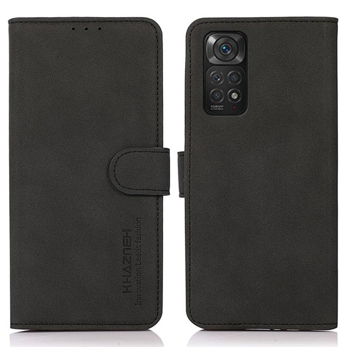 Bild 1, KHAZNEH Xiaomi Redmi Note 11 4G Fodral Retro Läder Svart