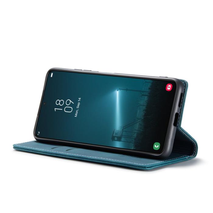 Bild 5, CASEME Samsung Galaxy S22 Plus Fodral Retro Läder Blå/Grön