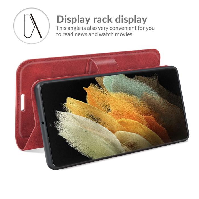 Bild 6, Samsung Galaxy S22 Ultra Fodral Solid Läder Röd
