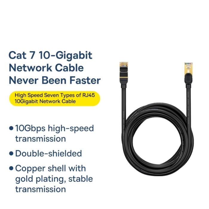 Bild 5, Baseus 15m Cat7 RJ45 Nätverkskabel Svart