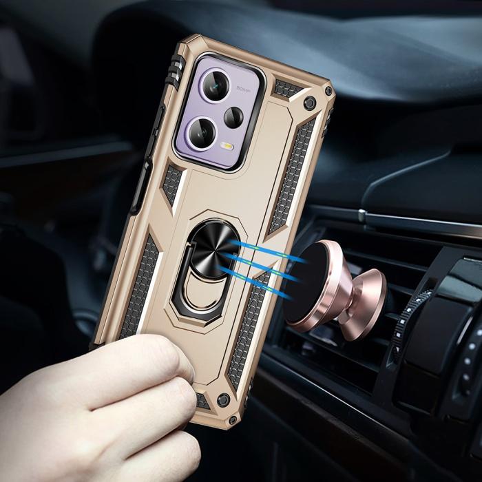 Bild 5, Xiaomi Redmi Note 12 Pro 5G Skal Ring Armor Hybrid Guld