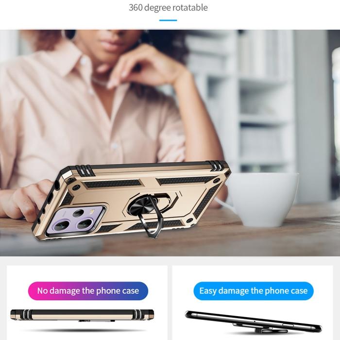 Bild 6, Xiaomi Redmi Note 12 Pro 5G Skal Ring Armor Hybrid Guld
