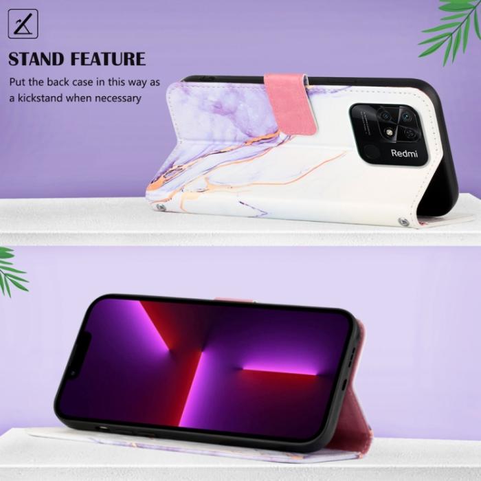 Bild 3, Xiaomi Redmi 10C Fodral Marmor Vit/Lila