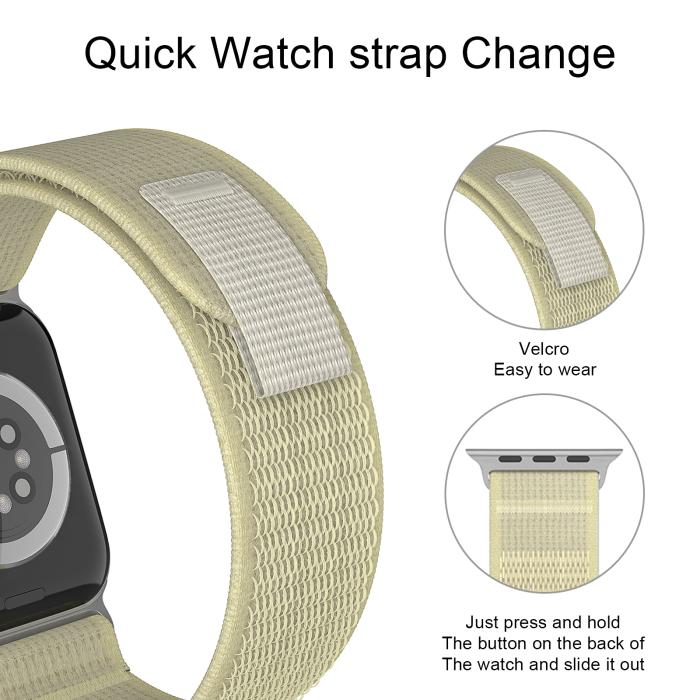 Bild 5, Apple Watch 42/44/45/49 mm Armband Nylon Trail Loop Starlight