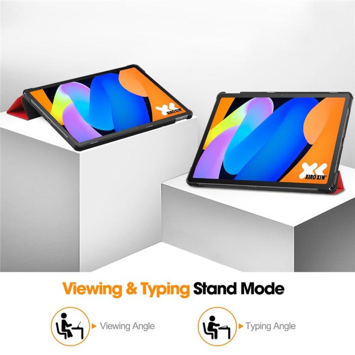 Bild 4, Lenovo Idea Tab Fodral Tri-Fold Läder Röd