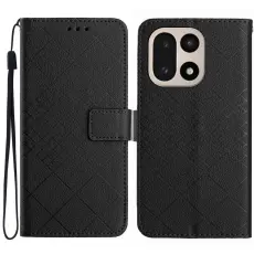 OnePlus 15 Fodral L&auml;der Rhombus Svart