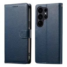 Samsung Galaxy S26 Ultra Pl&aring;nboksfodral L&auml;der Bl&aring;