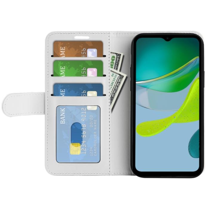 Bild 4, Motorola Moto E13 Fodral Crazy Horse Läder Vit
