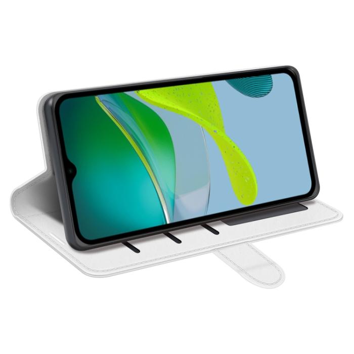 Bild 5, Motorola Moto E13 Fodral Crazy Horse Läder Vit