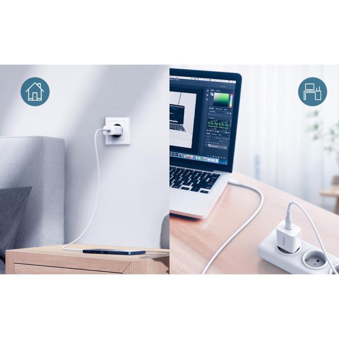 Bild 2, Choetech 25W USB-C Snabbladdare - Vit