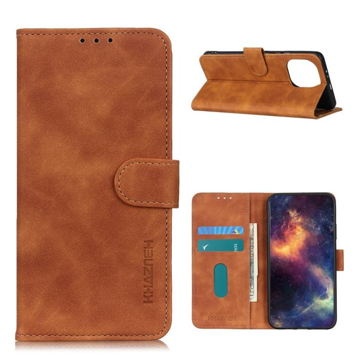 Bild 1, Xiaomi Mi 11 - KHAZNEH Retro Läder Fodral - Brun