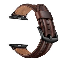 Äkta Läder Armband Apple Watch 42/44/45/49 mm Mörk Brun