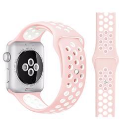 Ihåligt Silikon Armband Apple Watch 41/40/38 mm (M/L) - Rosa/Vit