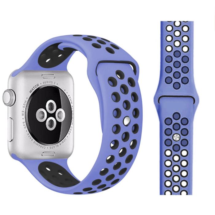 Bild 1, Ihåligt Silikon Armband Apple Watch 41/40/38 mm (M/L) - Lila/Svart