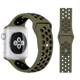 Ihåligt Silikon Armband Apple Watch 41/40/38 mm (M/L) - Grön/Svart