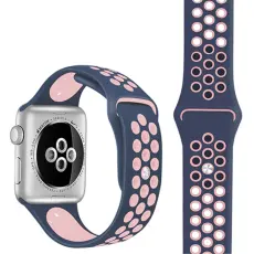 Ihåligt Silikon Armband Apple Watch 42/41/40/38 mm (M/L) - Mörk Blå/Rosa
