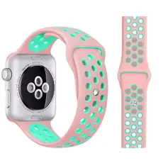 Ih&aring;ligt Silikon Armband Apple Watch 42/41/40/38 mm (M/L) - Rosa/Mint
