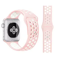 Ih&aring;ligt Silikon Armband Apple Watch 42/41/40/38 mm (M/L) - Rosa/Vit