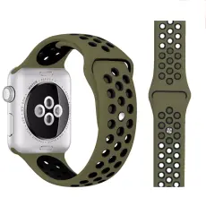 Ihåligt Silikon Armband Apple Watch 42/41/40/38 mm (M/L) - Grön/Svart