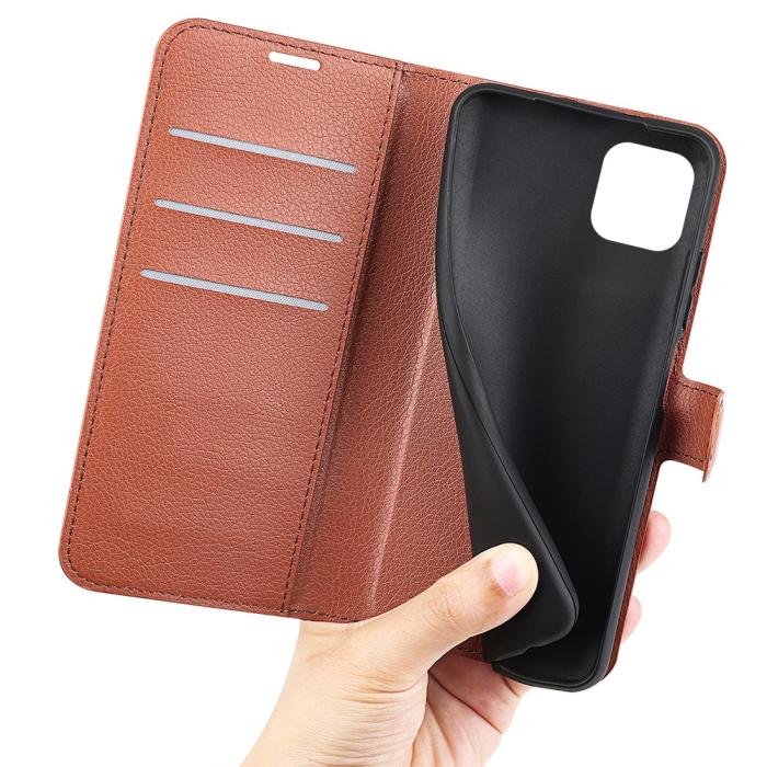 Bild 6, Samsung Galaxy A03 Fodral Litchi Läder Brun