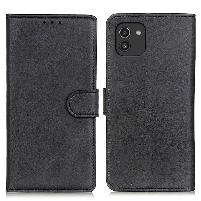 Bild 1, Samsung Galaxy A03 Fodral Solid Läder Svart