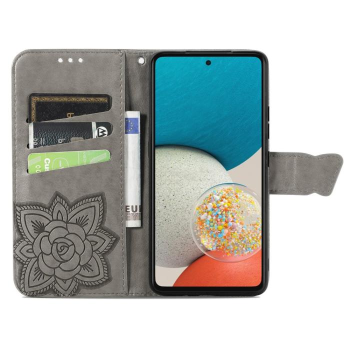 Bild 4, Samsung Galaxy A53 5G Fodral Butterfly Grå
