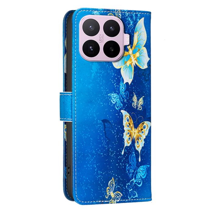 Bild 2, Xiaomi 17T Pro Fodral Läder Fjärilar Blå