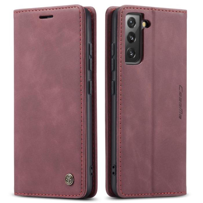Bild 1, CASEME Samsung Galaxy S22 Plus Fodral Retro Läder Vinröd