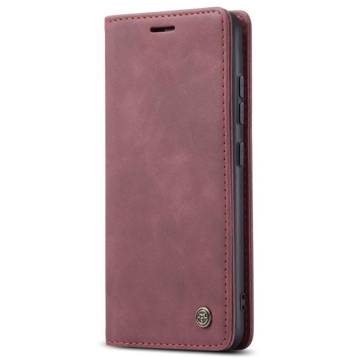 Bild 2, CASEME Samsung Galaxy S22 Plus Fodral Retro Läder Vinröd