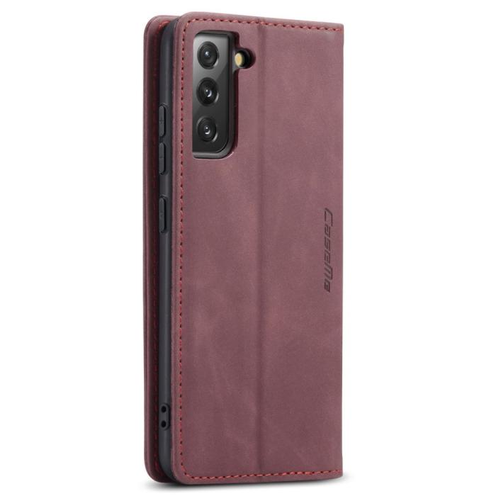 Bild 3, CASEME Samsung Galaxy S22 Plus Fodral Retro Läder Vinröd