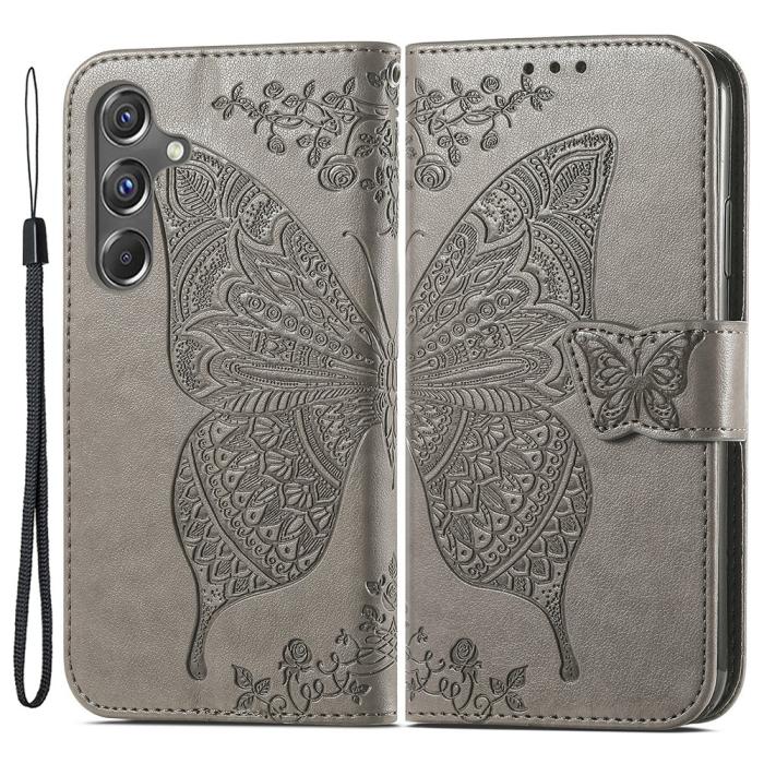Bild 1, Samsung Galaxy A15 5G Fodral Big Butterfly Grå